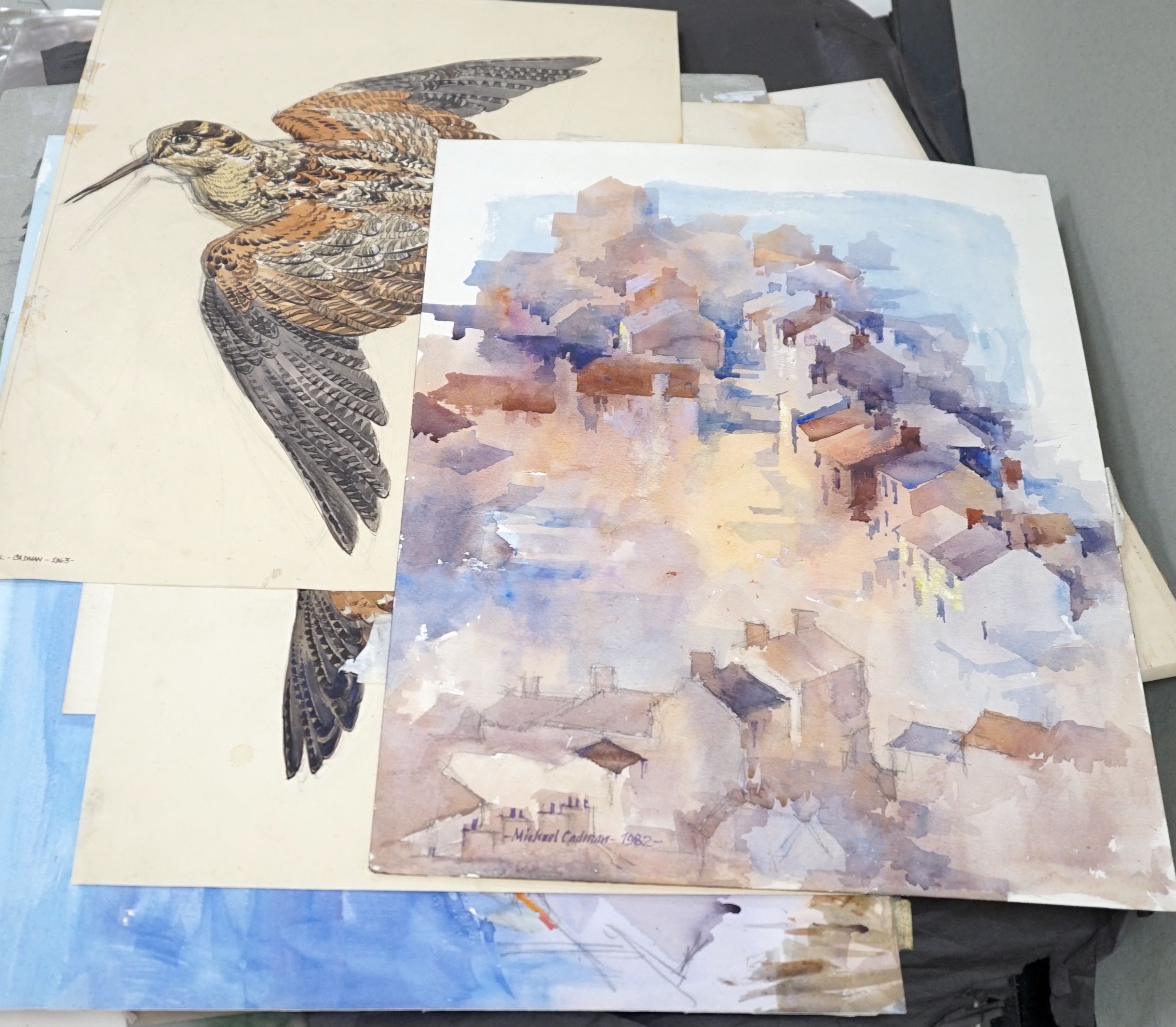 Michael Cadman (1920-2012), ‘France’;a folio of assorted watercolours and drawings, largest 54 x74cm.